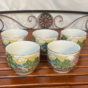Scenic Japanese Tea Cups Set - Multicolor